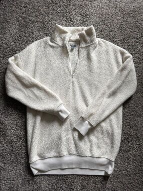 Women’s Cream Sherpa Quarter-Zip Pullover Sweater